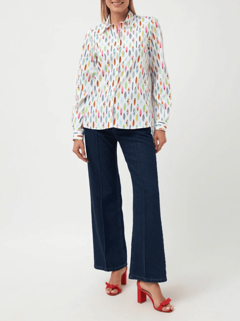 Tinta & Bariloche Long Sleeve Navetas Blouse in Surfboard Print Tinta and Bariloche online Australia Shop Tinta Bariloche shorts, dresses, tops online. Signature of Double Bay Fashion Tinta and Bariloche Online