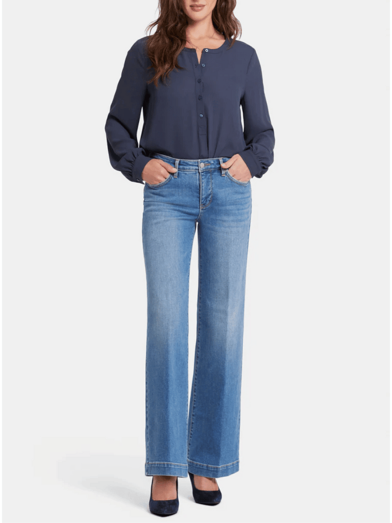 Not Your Daughter's Jeans Teresa Wide Leg Jeans in Water Canyon Not Your Daughter's jeans comfortable tummy control jean pants sustainable made for women. Women tummy control jeans built in shape wear Not your daughters jeans stockist online sydney