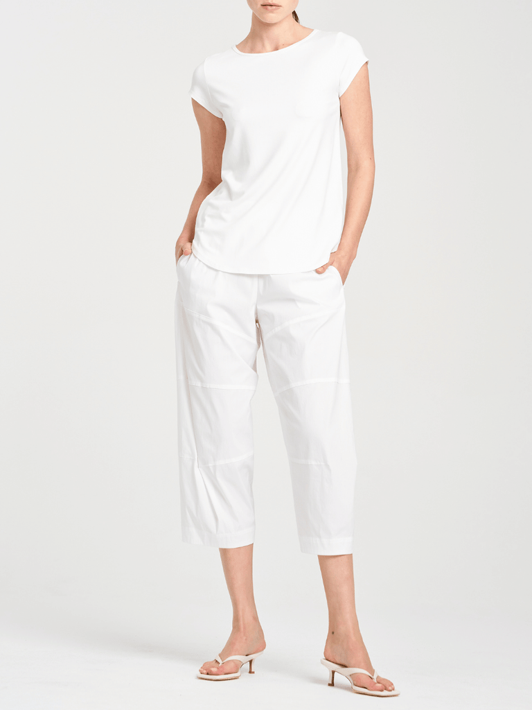 Mela Purdie V Neck Cap Sleeve Cafe T in White 2135 Mela Purdie Stockist Online Australia Signature of Double Bay Tops Dresses Elegant Clothing