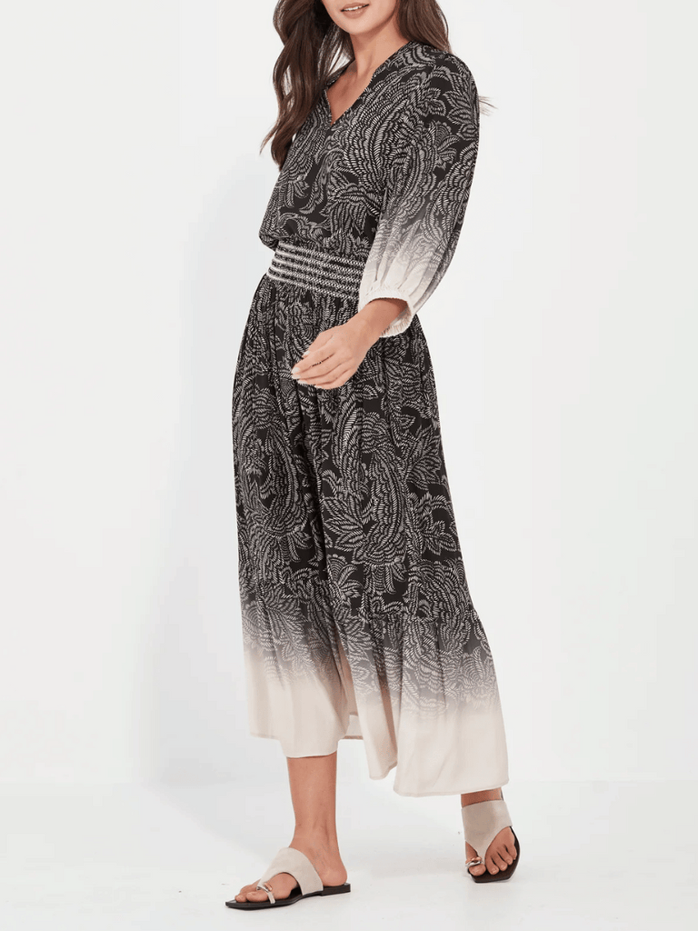 VERGE Relaxed Fit Amara Blouse in Black Ombre Print Verge Stockist Online Australia Signature of Double Bay Mature Fashion Acrobat Flattering