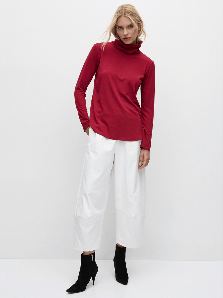Mela Purdie Long Sleeve Turtle Neck Top in Berry Red 8663 Mela Purdie Stockist Online Australia Signature of Double Bay Tops Dresses Elegant Clothing