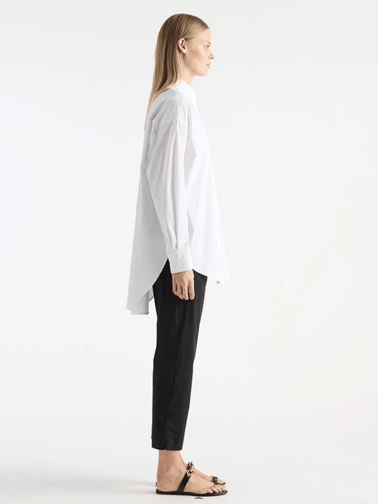 Mela Purdie Relaxed Button Front Pocket Shirt in White 8101 Mela Purdie Stockist Online Australia Signature of Double Bay Tops Dresses Elegant Clothing