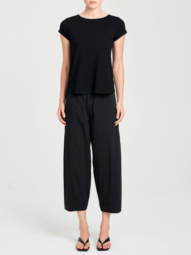 Mela Purdie V Neck Cap Sleeve Cafe T in Black 2135 Mela Purdie Stockist Online Australia Signature of Double Bay Tops Dresses Elegant Clothing