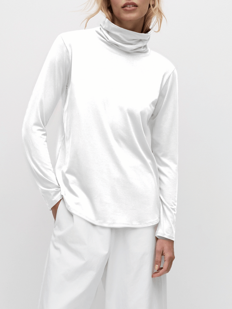 Mela Purdie Long Sleeve Turtle Neck Top in White 8663 Mela Purdie Stockist Online Australia Signature of Double Bay Tops Dresses Elegant Clothing