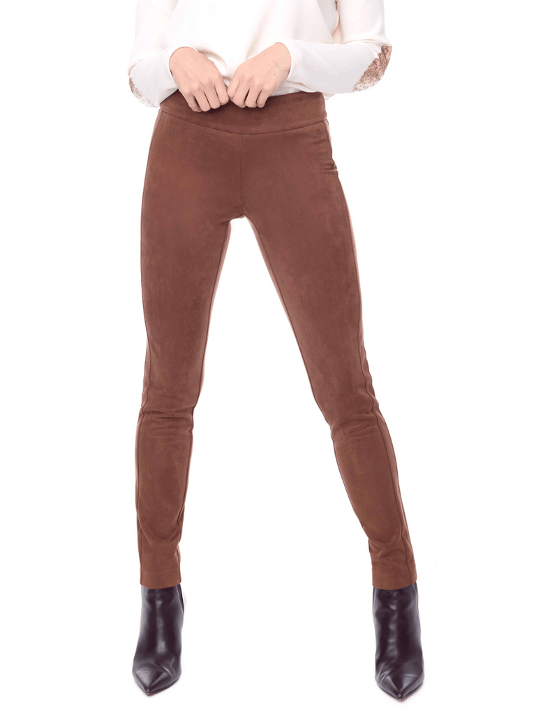 Up! Pants Tummy Control Vegan Suede Pant 31" tobacco 67931 Up Pants Tummy control stockist online Australia flattering body contouring shaping pants high rise waistband signature of double bay Sydney fashion