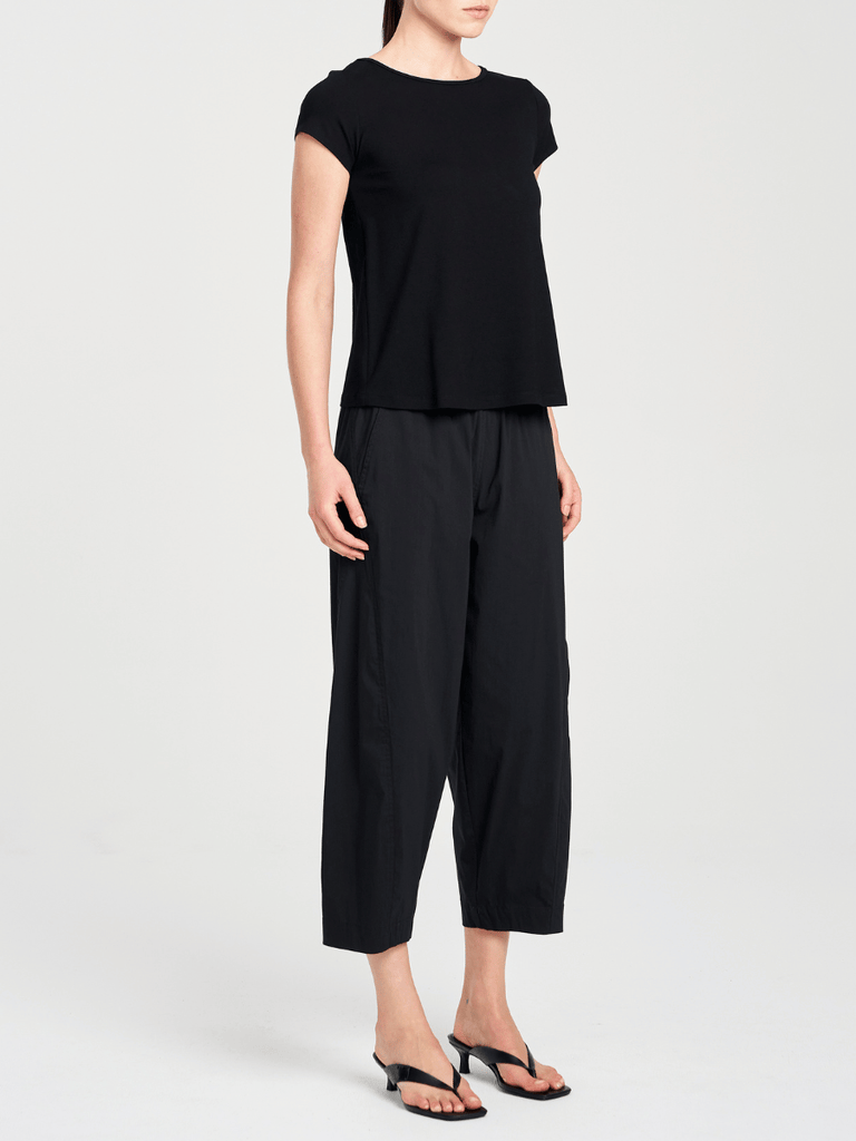 Mela Purdie V Neck Cap Sleeve Cafe T in Black 2135 Mela Purdie Stockist Online Australia Signature of Double Bay Tops Dresses Elegant Clothing