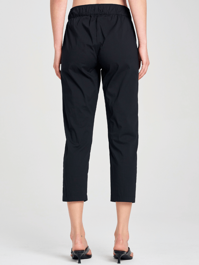 Mela Purdie Stockist Online Australia Nomad Pant in Black stretch cotton tapered leg elastic comfortable waist chic pocket pant