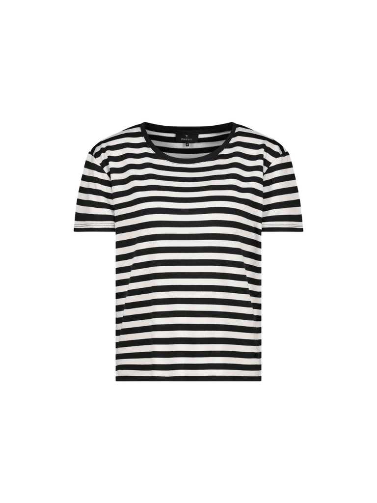 Monari Short Sleeve Round Neck Stripe T-Shirt in Black and White Discover the Elegant Monari Collection at Signature of Double Bay, Shop Stylish Knitwear, Dresses, and Tops Online from Sydney's Premier Mature Fashion Boutique