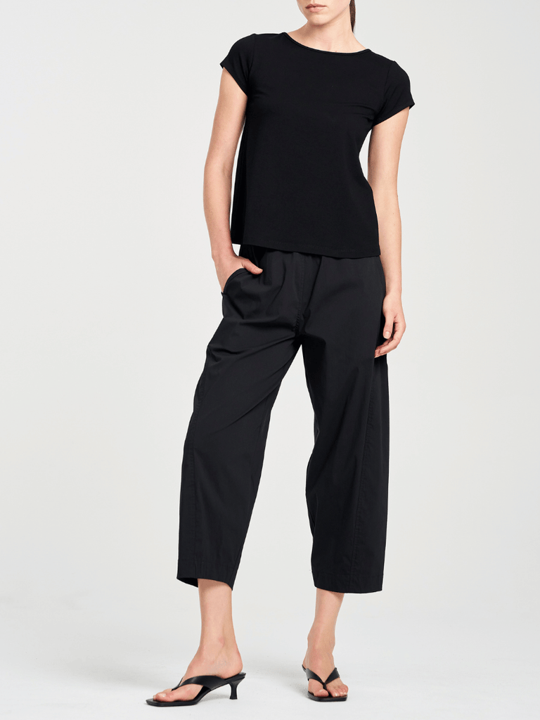 Mela Purdie V Neck Cap Sleeve Cafe T in Black 2135 Mela Purdie Stockist Online Australia Signature of Double Bay Tops Dresses Elegant Clothing