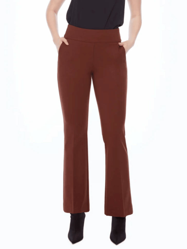 UP! PANTS 32" Tummy Control Ponte Pant Bootcut Leg in Truffle 67923 Up Pants Tummy control stockist online Australia flattering body contouring shaping pants high rise waistband signature of double bay Sydney fashion