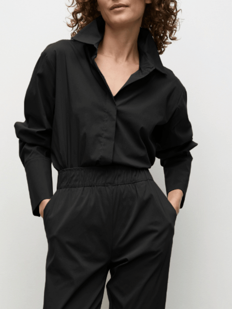 Mela Purdie Smooth Shirt in Black 8560 Mela Purdie Stockist Online Australia Signature of Double Bay Tops Dresses Elegant Clothing