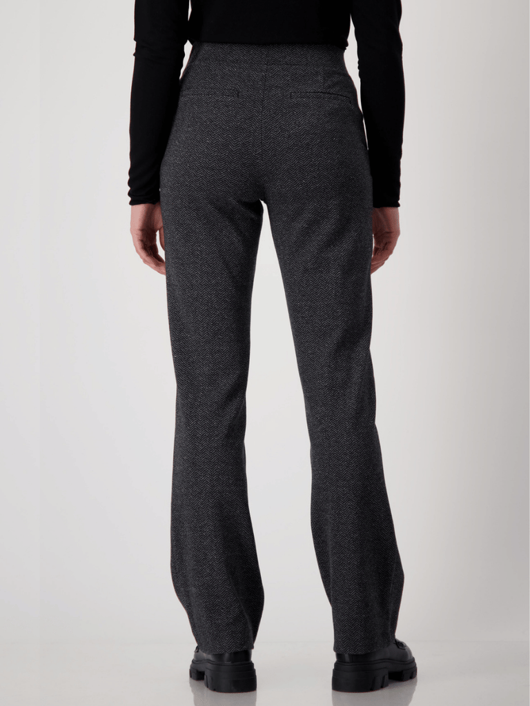 Monari Herringbone Pull-On Pant in Charcoal 808015 Discover the Elegant Monari Collection at Signature of Double Bay, Shop Stylish Knitwear, Dresses, and Tops Online from Sydney's Premier Mature Fashion Boutique