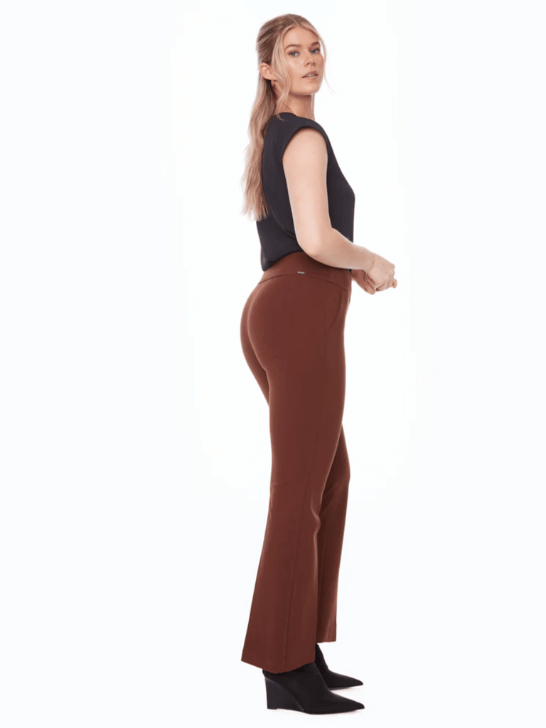 UP! PANTS 32" Tummy Control Ponte Pant Bootcut Leg in Truffle 67923 Up Pants Tummy control stockist online Australia flattering body contouring shaping pants high rise waistband signature of double bay Sydney fashion