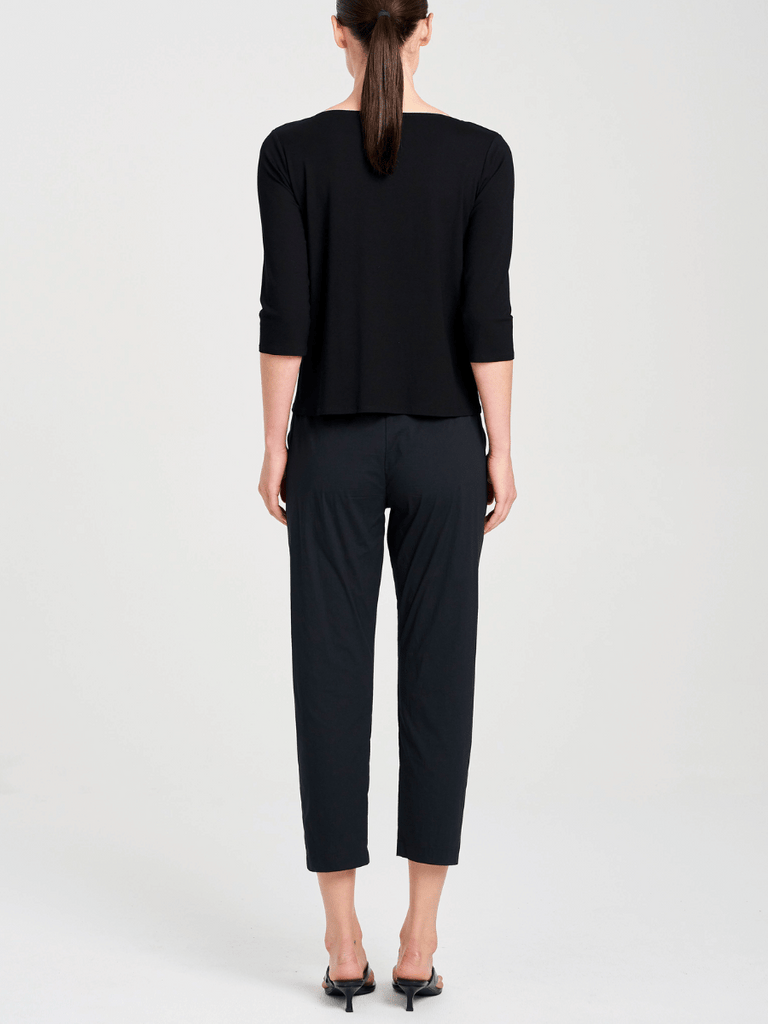Mela Purdie Stockist Online Australia Nomad Pant in Black stretch cotton tapered leg elastic comfortable waist chic pocket pant