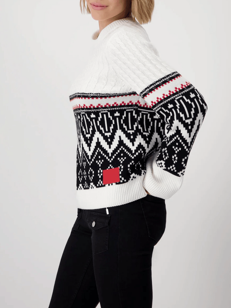 Monari Round Neck Long Sleeve Jacquard Embellished Pullover in Off-White Discover the Elegant Monari Collection at Signature of Double Bay, Shop Stylish Knitwear, Dresses, and Tops Online from Sydney's Premier Mature Fashion Boutique