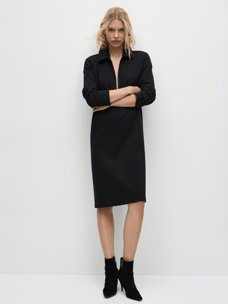 Mela Purdie Zip Collar Dress in Black 3374 Mela Purdie Stockist Online Australia Signature of Double Bay Tops Dresses Elegant Clothing