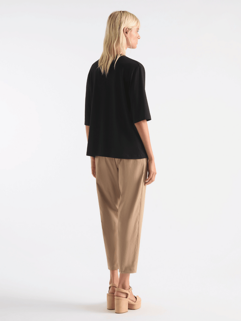 Mela Purdie V Stretch Plaza Top in Black 8323 Effortless Style and Relaxed Fit Top with elbow length sleeves Mela Purdie Stockist Online Sydney Australia