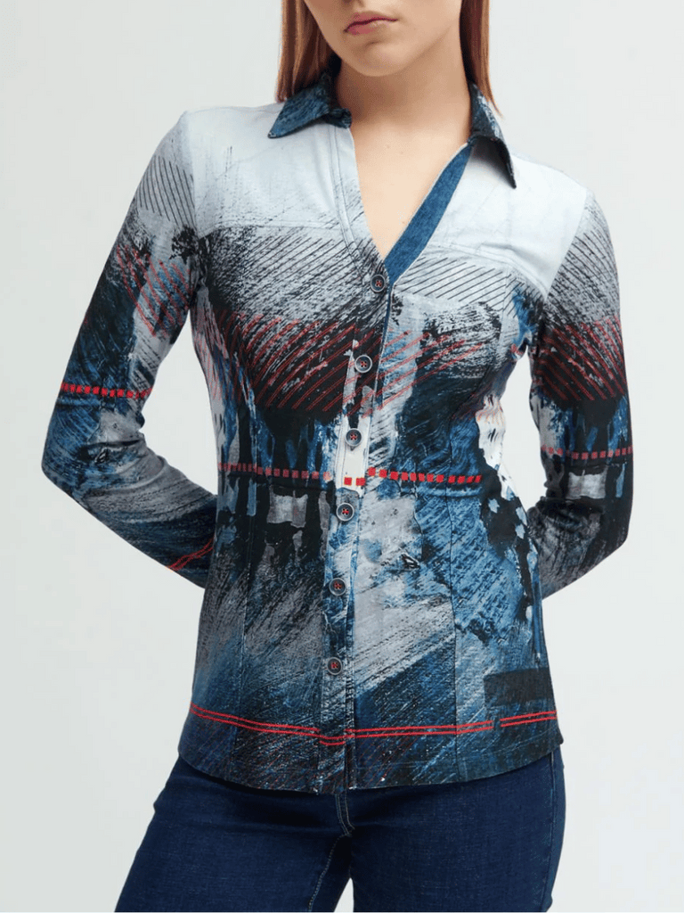 Rebecca Shirt in Blue Tinta and Bariloche online Australia Shop Tinta Bariloche shorts, dresses, tops online. Signature of Double Bay Fashion Tinta and Bariloche Online