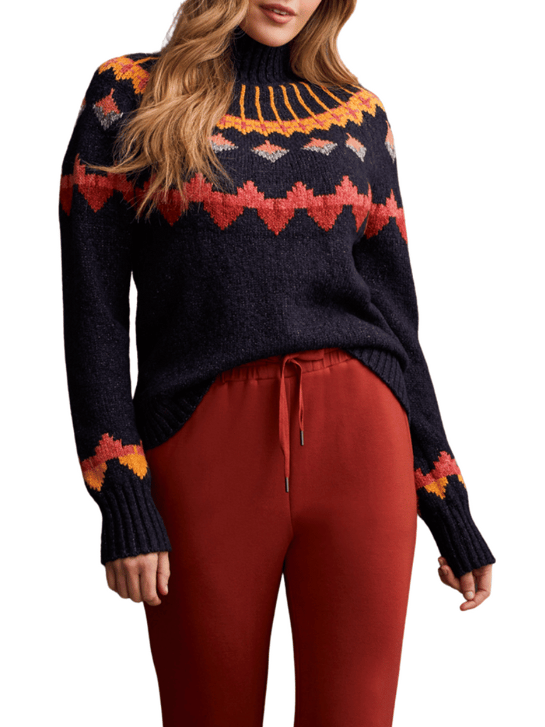TRIBAL FASHION CANADA Long Sleeve Mock Neck Intarsia Sweater in Night Sky 18800 Official Tribal Fashion Canada Stockist Sydney Australia Online Buy Signature of Double Bay