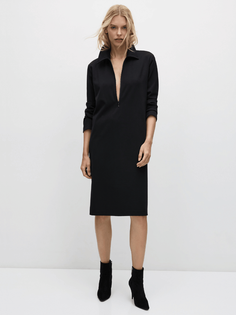 Mela Purdie Zip Collar Dress in Black 3374 Mela Purdie Stockist Online Australia Signature of Double Bay Tops Dresses Elegant Clothing