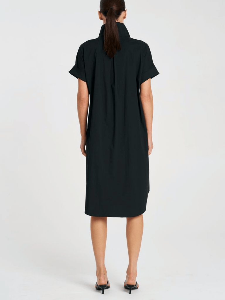 Mela Purdie Short Sleeve Half Zip Dress in French Navy 3022 Mela Purdie Stockist Online Australia Signature of Double Bay Tops Dresses Elegant Clothing