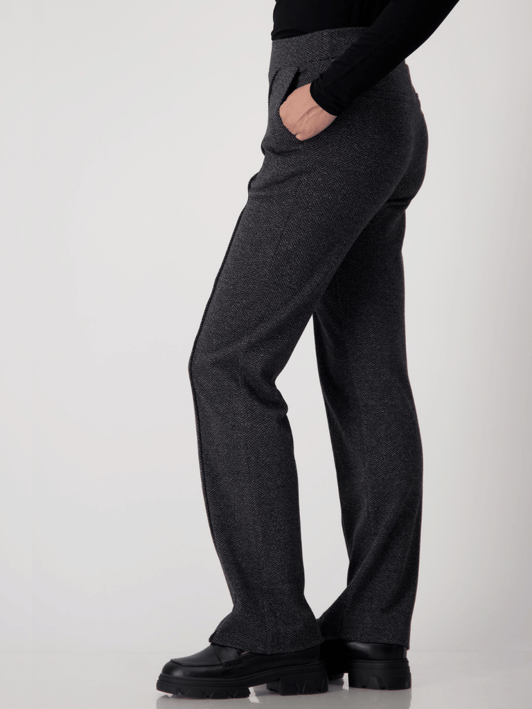 Monari Herringbone Pull-On Pant in Charcoal 808015 Discover the Elegant Monari Collection at Signature of Double Bay, Shop Stylish Knitwear, Dresses, and Tops Online from Sydney's Premier Mature Fashion Boutique