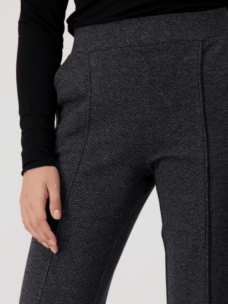 Monari Herringbone Pull-On Pant in Charcoal 808015 Discover the Elegant Monari Collection at Signature of Double Bay, Shop Stylish Knitwear, Dresses, and Tops Online from Sydney's Premier Mature Fashion Boutique