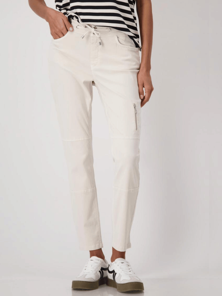 Monari Slim-Leg Tapered Stretch Sweatpants in Seashell Beige Discover the Elegant Monari Collection at Signature of Double Bay, Shop Stylish Knitwear, Dresses, and Tops Online from Sydney's Premier Mature Fashion Boutique