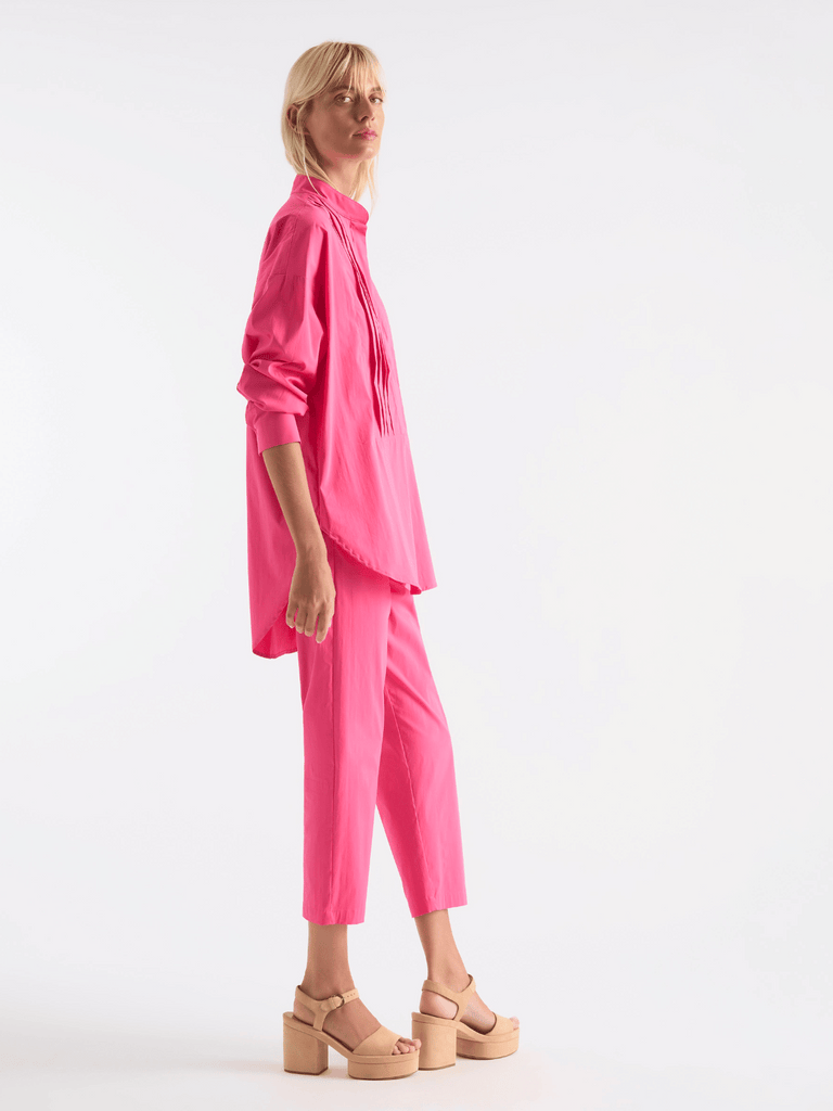 Mela Purdie Tux Shirt in Hibiscus Pink 8240 modern long sleeve shirt mela purdie stockist online sydney australia