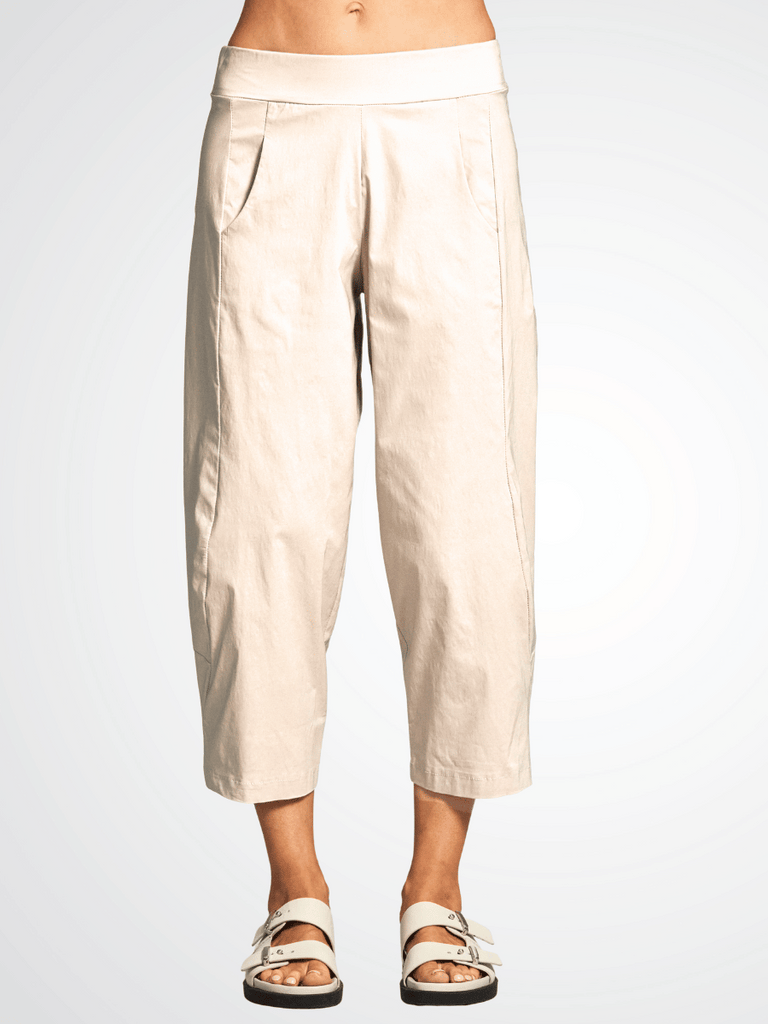 Peruzzi 7/8 Length Slouch Trousers in Ecru Beige 25503L shop peruzzi, peruzzi fashion, peruzzi stockists, peruzzi stockists australia, peruzzi sydney, peruzzi womens clothing