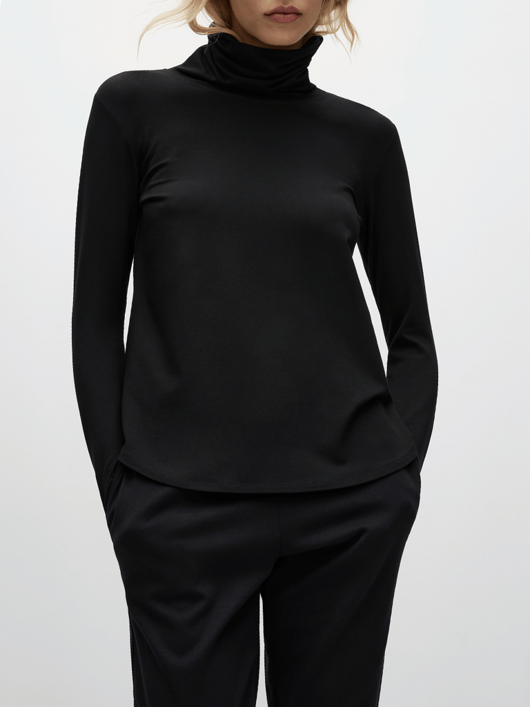 Mela Purdie Long Sleeve Turtle Neck Top in Black 8663 Mela Purdie Stockist Online Australia Signature of Double Bay Tops Dresses Elegant Clothing