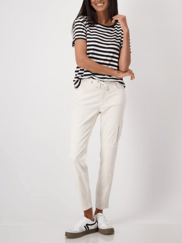 Monari Slim-Leg Tapered Stretch Sweatpants in Seashell Beige Discover the Elegant Monari Collection at Signature of Double Bay, Shop Stylish Knitwear, Dresses, and Tops Online from Sydney's Premier Mature Fashion Boutique