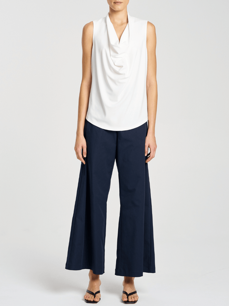 Mela Purdie Cowl Neck Drape Shell Top in Cream 8769 Mela Purdie Stockist Online Australia Signature of Double Bay Tops Dresses Elegant Clothing
