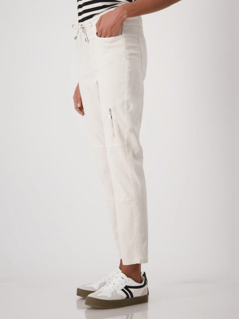 Monari Slim-Leg Tapered Stretch Sweatpants in Seashell Beige Discover the Elegant Monari Collection at Signature of Double Bay, Shop Stylish Knitwear, Dresses, and Tops Online from Sydney's Premier Mature Fashion Boutique