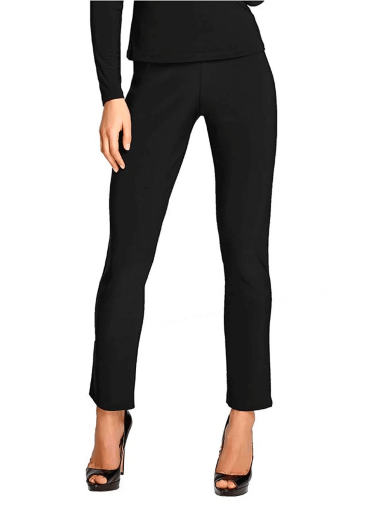 Frank Lyman Classic Jersey Knit Straight Leg Pull On Pant in Black 082 Frank Lyman Stockist Online Sydney Signature of Double Bay Mature Womens Clothing fashionable flattering