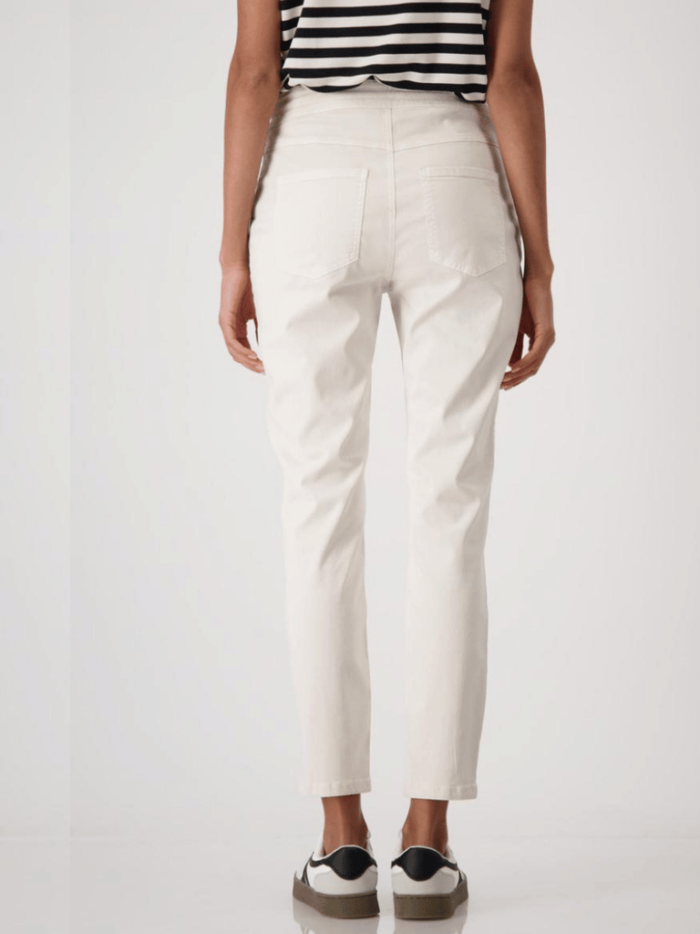 Monari Slim-Leg Tapered Stretch Sweatpants in Seashell Beige Discover the Elegant Monari Collection at Signature of Double Bay, Shop Stylish Knitwear, Dresses, and Tops Online from Sydney's Premier Mature Fashion Boutique