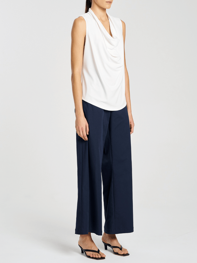 Mela Purdie Cowl Neck Drape Shell Top in Cream 8769 Mela Purdie Stockist Online Australia Signature of Double Bay Tops Dresses Elegant Clothing