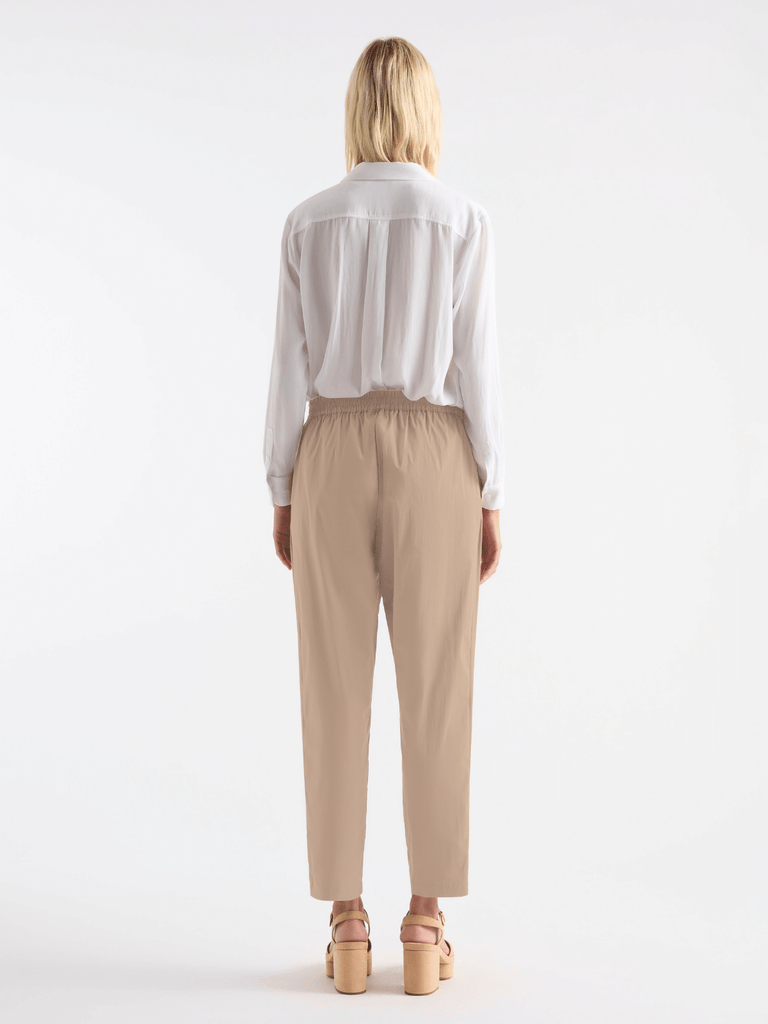 Mela Purdie Full Length Stretch Trouser in Oat 1808 - Comfortable and Polished Women’s Trousers with Pockets Mela Purdie Stockist Online Australia Signature of Double Bay