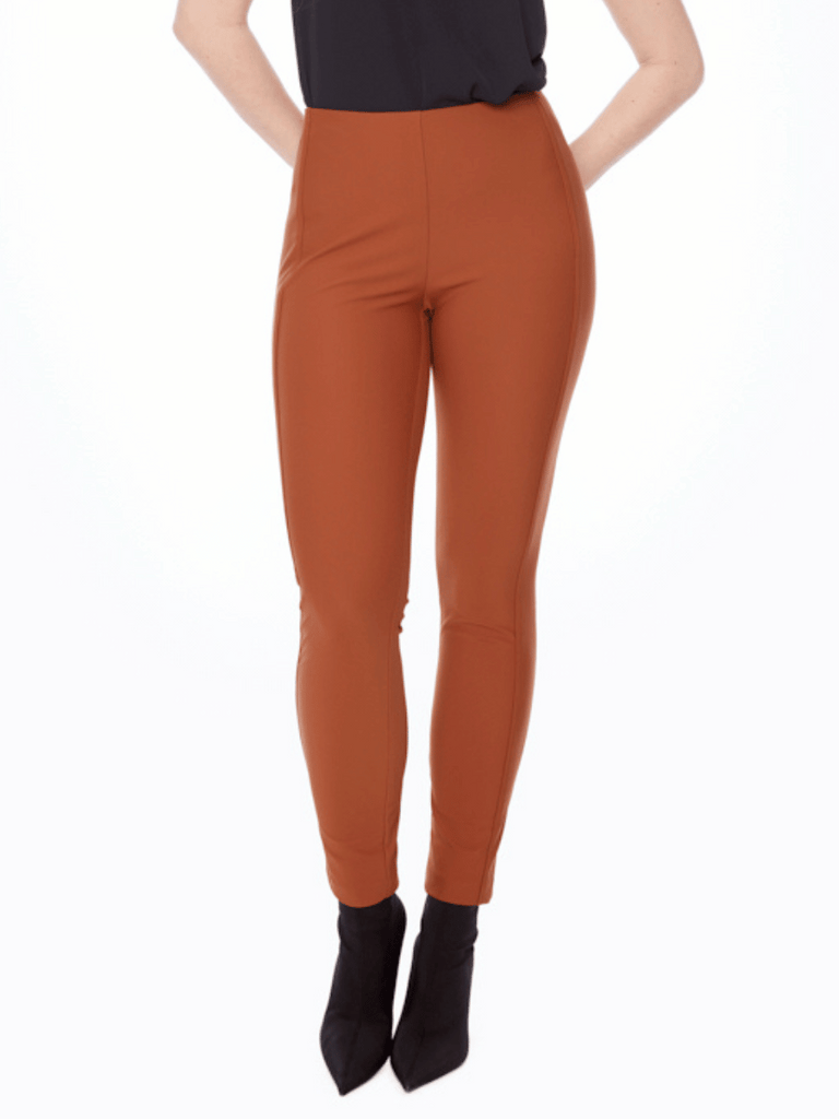 UP! PANTS 31" Tummy Control Solid Precision Ponte Shaping Full-Length Pant in Caramel Up Pants Tummy control stockist online Australia flattering body contouring shaping pants high rise waistband signature of double bay Sydney fashion