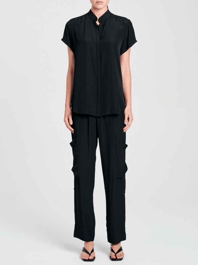 Mela Purdie Soft Stand Shirt in Navy 8629 Mela Purdie Stockist Online Australia Signature of Double Bay Tops Dresses Elegant Clothing