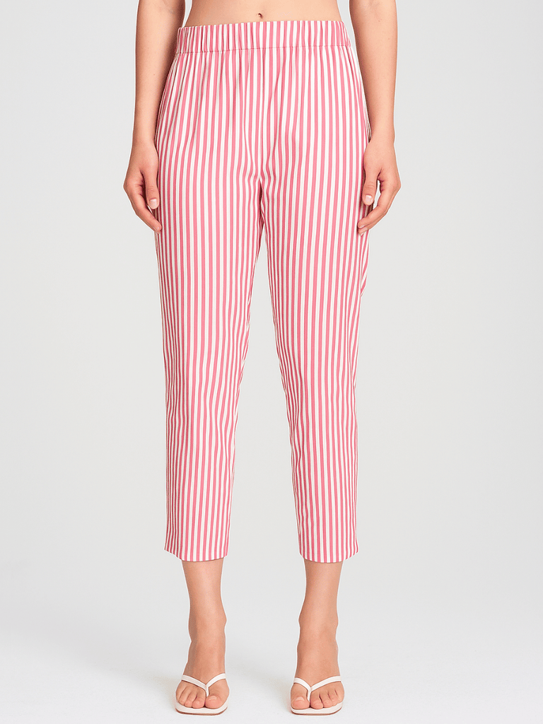 Mela Purdie 7/8 Length Nomad Pant in Hot Pink and White Stripe Microprene Mela Purdie Stockist Online Australia Signature of Double Bay Tops Dresses Elegant Clothing