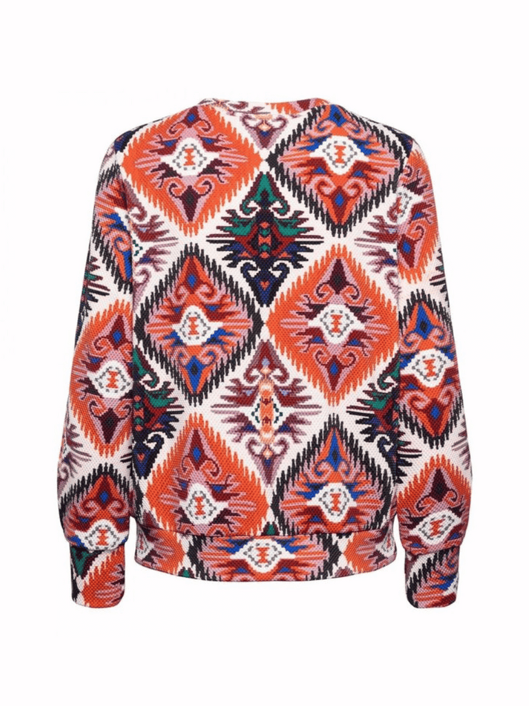 &Co Woman Netherlands Dory Long Sleeve Crew Neck Top in Ikat Print TO217 Online Stockist &co woman travel wear travel clothing online sydney australia lightweight easy care wardrobe essentials