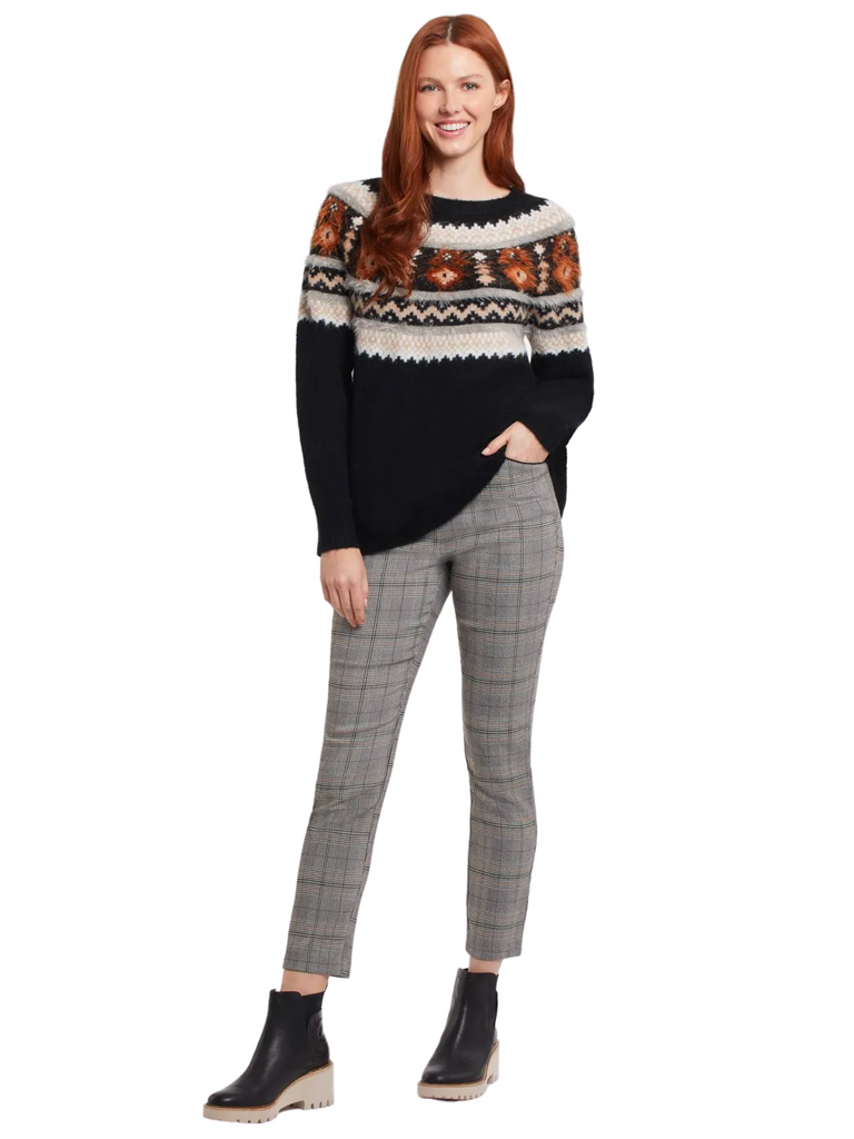 Fair Isle Crew Neck Intarsia Sweater in Black, Tan and Rust Knit 10940 Official Tribal Fashion Canada Stockist Sydney Australia Online Buy Signature of Double Bay