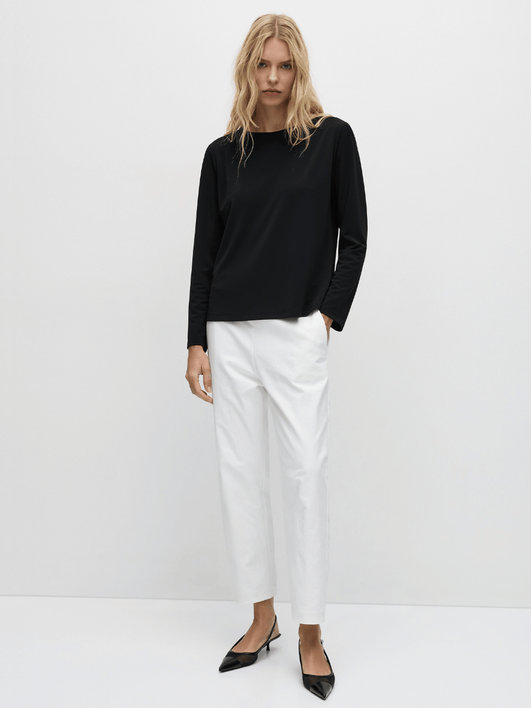 Mela Purdie Long Sleeve Powder Knit Boat Neck Top in Black 8692 Mela Purdie Stockist Online Australia Signature of Double Bay Tops Dresses Elegant Clothing