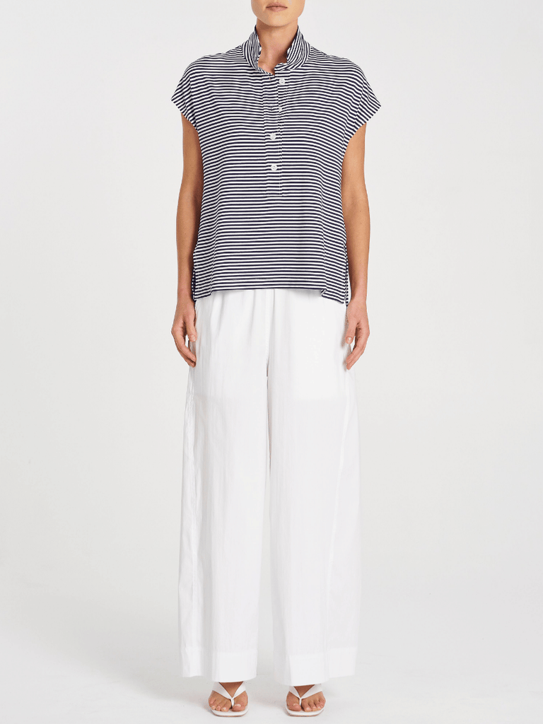 Mela Purdie Henley Tank in Navy and White Stripe 8755 Mela Purdie Stockist Online Australia Signature of Double Bay Tops Dresses Elegant Clothing