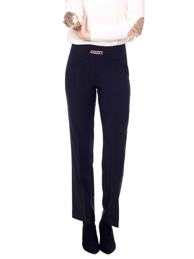 Solid 30" Palermo Tummy Control Pant Chain Belt in Black 67936 Up Pants Tummy control stockist online Australia flattering body contouring shaping pants high rise waistband signature of double bay Sydney fashion