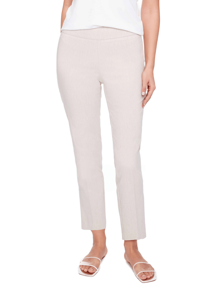 UP! PANTS Tummy Control Linen Effect Techno Ankle Pant in Linen Beige Up Pants Tummy control stockist online Australia flattering body contouring shaping pants high rise waistband signature of double bay Sydney fashion