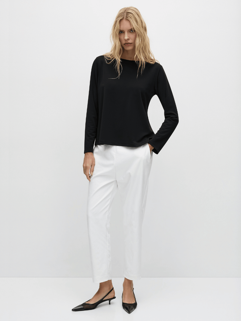 Mela Purdie Long Sleeve Powder Knit Boat Neck Top in Black 8692 Mela Purdie Stockist Online Australia Signature of Double Bay Tops Dresses Elegant Clothing