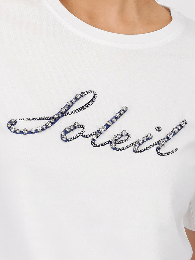 Monari Short Sleeve Round T-Shirt with Rhinestone "Soleil" Embellishment Discover the Elegant Monari Collection at Signature of Double Bay, Shop Stylish Knitwear, Dresses, and Tops Online from Sydney's Premier Mature Fashion Boutique