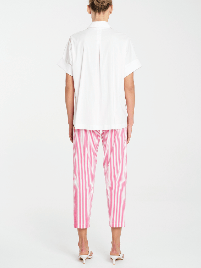 Mela Purdie 7/8 Length Nomad Pant in Hot Pink and White Stripe Microprene Mela Purdie Stockist Online Australia Signature of Double Bay Tops Dresses Elegant Clothing